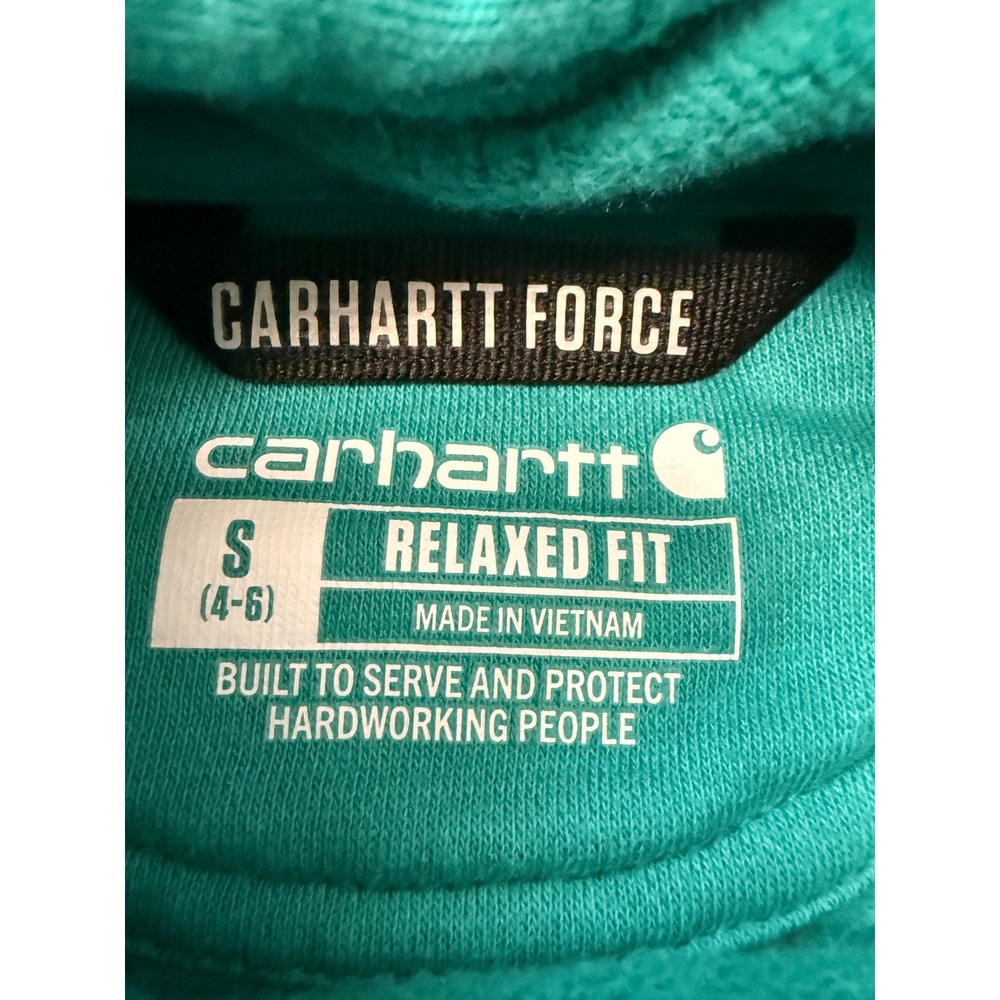 Carhartt Force Teal Hoodie Womens S Relaxed Fit Workwear Gorpcore TS5569 - Picture 3 of 11